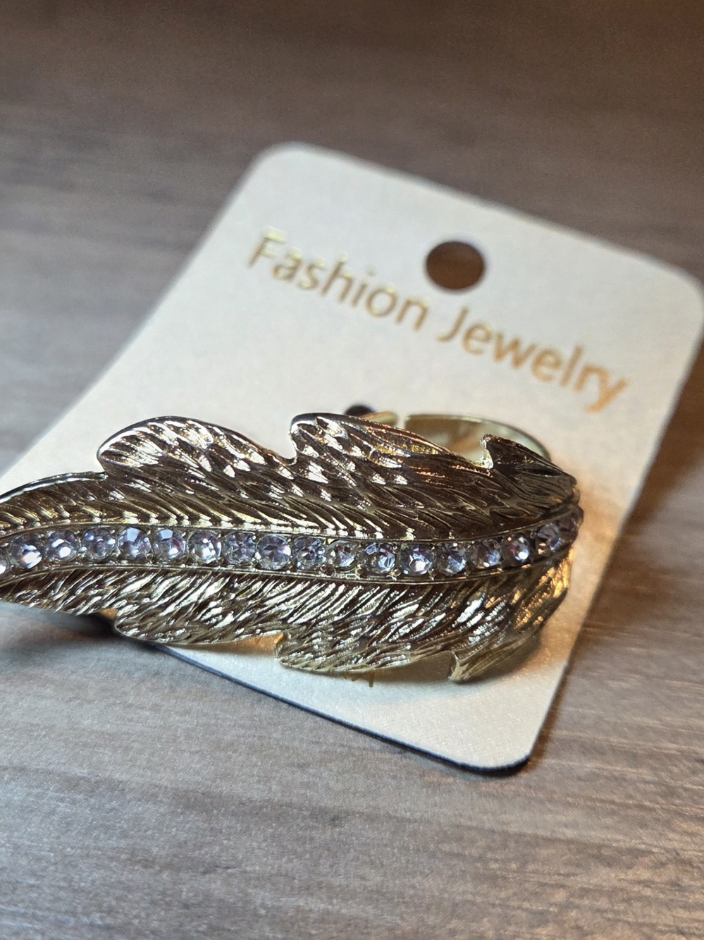 Gold Color Adjustable Feather Ring